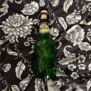 Vintage Grolsch Lager Green Embossed Glass Bottle